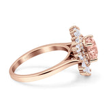 Floral Art Deco Round Engagement Ring Simulated Cubic Zirconia 925 Sterling Silver