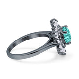 Floral Art Deco Round Engagement Ring Simulated Cubic Zirconia 925 Sterling Silver