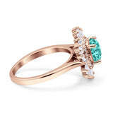 Floral Art Deco Round Engagement Ring Simulated Cubic Zirconia 925 Sterling Silver