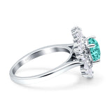 Floral Art Deco Round Engagement Ring Simulated Cubic Zirconia 925 Sterling Silver