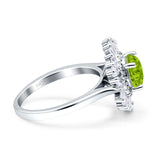 Floral Art Deco Round Engagement Ring Simulated Cubic Zirconia 925 Sterling Silver