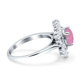 Floral Art Deco Round Engagement Ring Simulated Cubic Zirconia 925 Sterling Silver