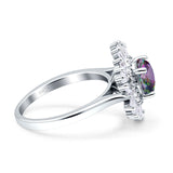 Floral Art Deco Round Engagement Ring Simulated Cubic Zirconia 925 Sterling Silver