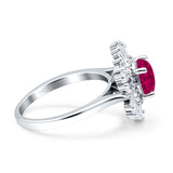 Floral Art Deco Round Engagement Ring Simulated Cubic Zirconia 925 Sterling Silver