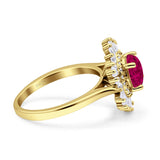 Floral Art Deco Round Engagement Ring Simulated Cubic Zirconia 925 Sterling Silver