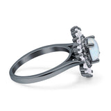 Floral Art Deco Round Engagement Ring Simulated Cubic Zirconia 925 Sterling Silver