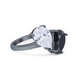 Teardrop Pear Art Deco Wedding Engagement Ring Simulated Cubic Zirconia 925 Sterling Silver