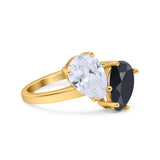 Teardrop Pear Art Deco Wedding Engagement Ring Simulated Cubic Zirconia 925 Sterling Silver