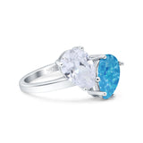 Teardrop Pear Art Deco Wedding Engagement Ring Simulated Cubic Zirconia 925 Sterling Silver