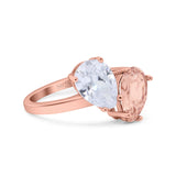 Teardrop Pear Art Deco Wedding Engagement Ring Simulated Cubic Zirconia 925 Sterling Silver