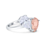Teardrop Pear Art Deco Wedding Engagement Ring Simulated Cubic Zirconia 925 Sterling Silver