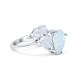 Teardrop Pear Art Deco Wedding Engagement Ring Simulated Cubic Zirconia 925 Sterling Silver