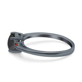 Art Deco Heart Three Stone Wedding Bridal Ring Ruby Simulated Cubic Zirconia 925 Sterling Silver