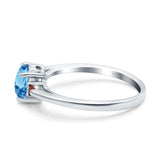 Art Deco Heart Three Stone Wedding Bridal Ring Ruby Simulated Cubic Zirconia 925 Sterling Silver