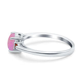 Art Deco Heart Three Stone Wedding Bridal Ring Ruby Simulated Cubic Zirconia 925 Sterling Silver