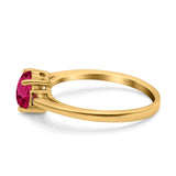 Art Deco Heart Three Stone Wedding Bridal Ring Ruby Simulated Cubic Zirconia 925 Sterling Silver