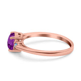 Art Deco Heart Three Stone Wedding Bridal Ring Aquamarine Simulated Cubic Zirconia 925 Sterling Silver