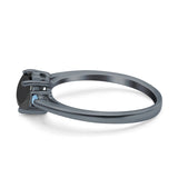 Art Deco Heart Three Stone Wedding Bridal Ring Aquamarine Simulated Cubic Zirconia 925 Sterling Silver