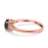 Art Deco Heart Three Stone Wedding Bridal Ring Aquamarine Simulated Cubic Zirconia 925 Sterling Silver