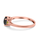 Art Deco Heart Three Stone Wedding Bridal Ring Peridot Simulated Cubic Zirconia 925 Sterling Silver