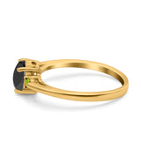 Art Deco Heart Three Stone Wedding Bridal Ring Peridot Simulated Cubic Zirconia 925 Sterling Silver