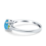 Art Deco Heart Three Stone Wedding Bridal Ring Peridot Simulated Cubic Zirconia 925 Sterling Silver