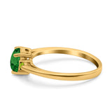 Art Deco Heart Three Stone Wedding Bridal Ring Peridot Simulated Cubic Zirconia 925 Sterling Silver