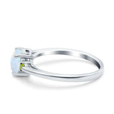 Art Deco Heart Three Stone Wedding Bridal Ring Peridot Simulated Cubic Zirconia 925 Sterling Silver