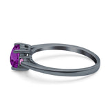 Art Deco Heart Three Stone Wedding Bridal Ring Pink Simulated Cubic Zirconia 925 Sterling Silver