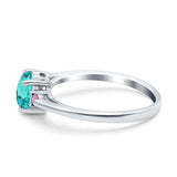 Art Deco Heart Three Stone Wedding Bridal Ring Pink Simulated Cubic Zirconia 925 Sterling Silver