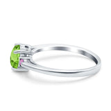 Art Deco Heart Three Stone Wedding Bridal Ring Pink Simulated Cubic Zirconia 925 Sterling Silver