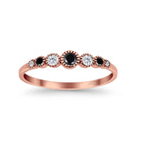 Half Eternity Band Round Simulated Black Cubic Zirconia 925 Sterling Silver (4mm)
