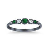 Half Eternity Band Round Simulated Green Emerald Cubic Zirconia 925 Sterling Silver (4mm)
