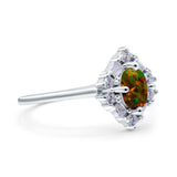 Art Deco Oval Wedding Bridal Ring Simulated Cubic Zirconia 925 Sterling Silver