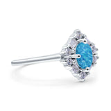 Art Deco Oval Wedding Bridal Ring Simulated Cubic Zirconia 925 Sterling Silver