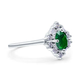 Art Deco Oval Wedding Bridal Ring Simulated Cubic Zirconia 925 Sterling Silver