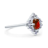 Art Deco Oval Wedding Bridal Ring Simulated Cubic Zirconia 925 Sterling Silver