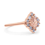 Art Deco Oval Wedding Bridal Ring Simulated Cubic Zirconia 925 Sterling Silver