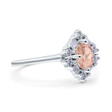 Art Deco Oval Wedding Bridal Ring Simulated Cubic Zirconia 925 Sterling Silver