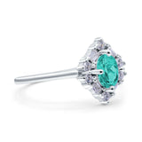 Art Deco Oval Wedding Bridal Ring Simulated Cubic Zirconia 925 Sterling Silver