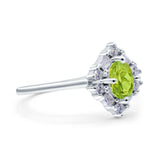Art Deco Oval Wedding Bridal Ring Simulated Cubic Zirconia 925 Sterling Silver