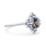 Art Deco Oval Wedding Bridal Ring Simulated Cubic Zirconia 925 Sterling Silver