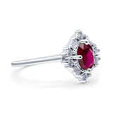Art Deco Oval Wedding Bridal Ring Simulated Cubic Zirconia 925 Sterling Silver