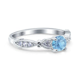 Heart Filigree Art Deco Wedding Bridal Ring Round Simulated Cubic Zirconia 925 Sterling Silver