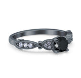 Heart Filigree Art Deco Wedding Bridal Ring Round Simulated Cubic Zirconia 925 Sterling Silver