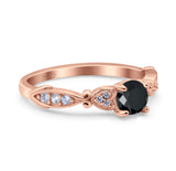 Heart Filigree Art Deco Wedding Bridal Ring Round Simulated Cubic Zirconia 925 Sterling Silver