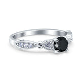 Heart Filigree Art Deco Wedding Bridal Ring Round Simulated Cubic Zirconia 925 Sterling Silver