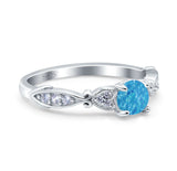 Heart Filigree Art Deco Wedding Bridal Ring Round Simulated Cubic Zirconia 925 Sterling Silver