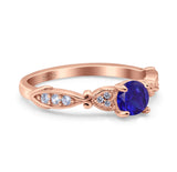Heart Filigree Art Deco Wedding Bridal Ring Round Simulated Cubic Zirconia 925 Sterling Silver