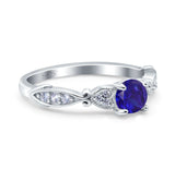 Heart Filigree Art Deco Wedding Bridal Ring Round Simulated Cubic Zirconia 925 Sterling Silver